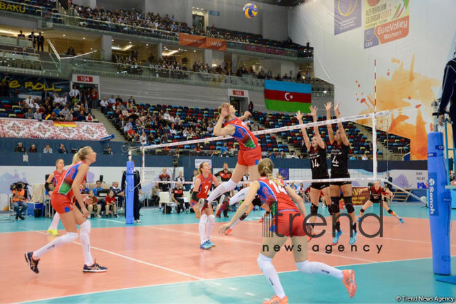 Azerbaijan’s volleyball squad defeats German team at European championship. Azerbaijan, Baku, September 29, 2017