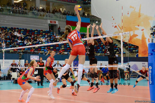 Azerbaijan’s volleyball squad defeats German team at European championship. Azerbaijan, Baku, September 29, 2017