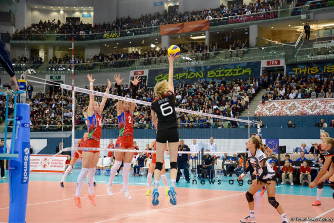 Azerbaijan’s volleyball squad defeats German team at European championship. Azerbaijan, Baku, September 29, 2017