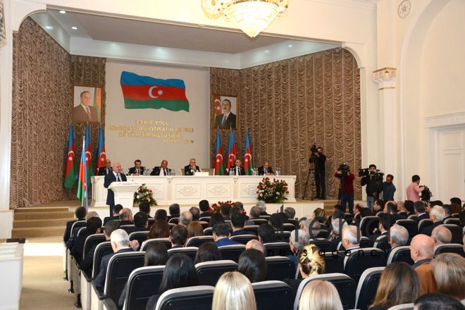 Railway workers of Azerbaijan celebrate professional holiday. Azerbaijan, Baku, October 13, 2017