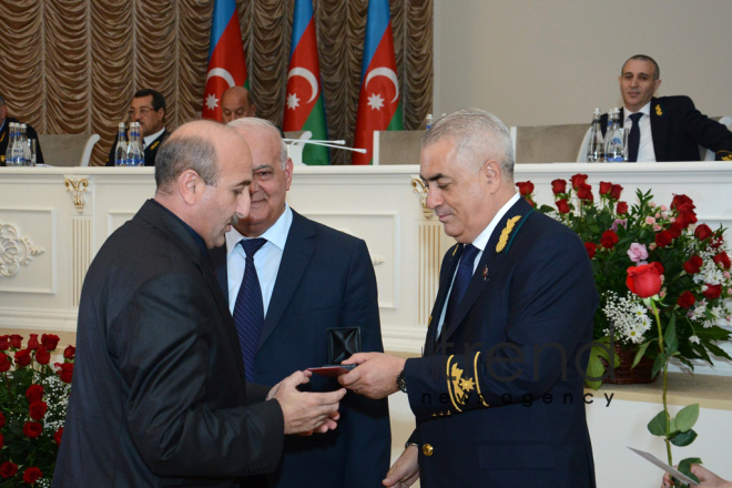 Railway workers of Azerbaijan celebrate professional holiday. Azerbaijan, Baku, October 13, 2017