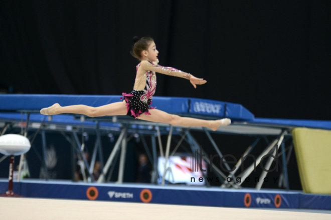 Bakıda gimnastikanın üç növü üzrə yarışlar keçirilir. Azərbaycan, Bakı, 8 dekabr, 2017