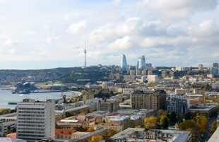 Panoramic views of Baku. Azerbaijan, Baku, december 26, 2017