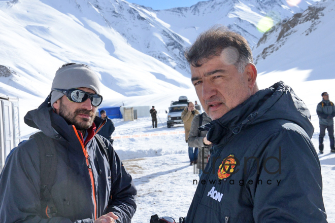 Azerbaijani Ministry of Emergency Situations searching for missing mountaineers in mountains of Guba district. Azerbaijan, Guba, january 9, 2018
