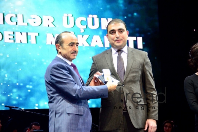 A ceremony presenting the 2018 Presidential Awards to Youth. Azerbaijan, Baku, february 2, 2018