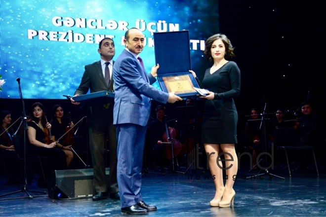 A ceremony presenting the 2018 Presidential Awards to Youth. Azerbaijan, Baku, february 2, 2018