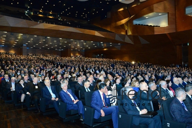 At the fifth congress of the Azerbaijan Trade Unions Confederation. Azerbaijan, Baku, february 5, 2018