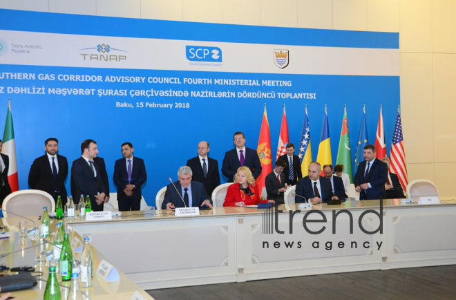 Azerbaijan, Albania sign letter of intent at SGC Advisory Council’s meeting. Azerbaijan, Baku, february 15, 2018