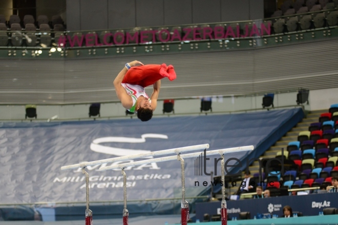В Баку проходят соревнования Кубка мира по спортивной гимнастике. Азербайджан, Баку, 16 марта, 2018