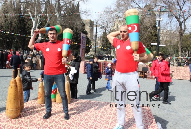 Baku residents, guests celebrating Novruz holiday. Azerbaijan, Baku, march 19, 2018