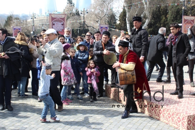 Baku residents, guests celebrating Novruz holiday. Azerbaijan, Baku, march 19, 2018