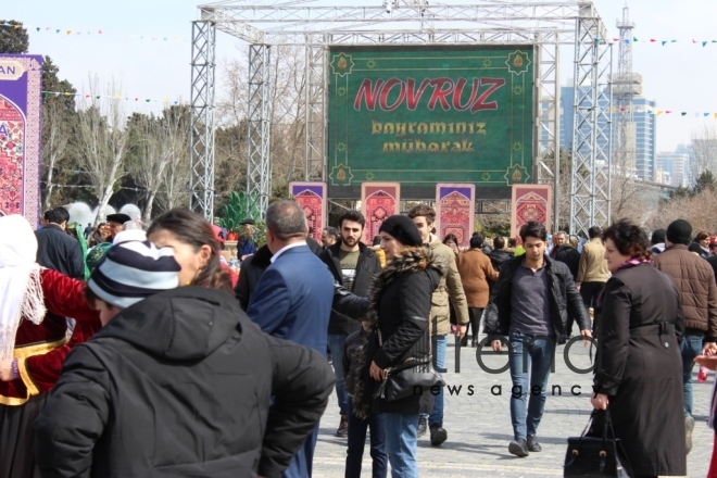 Baku residents, guests celebrating Novruz holiday. Azerbaijan, Baku, march 19, 2018