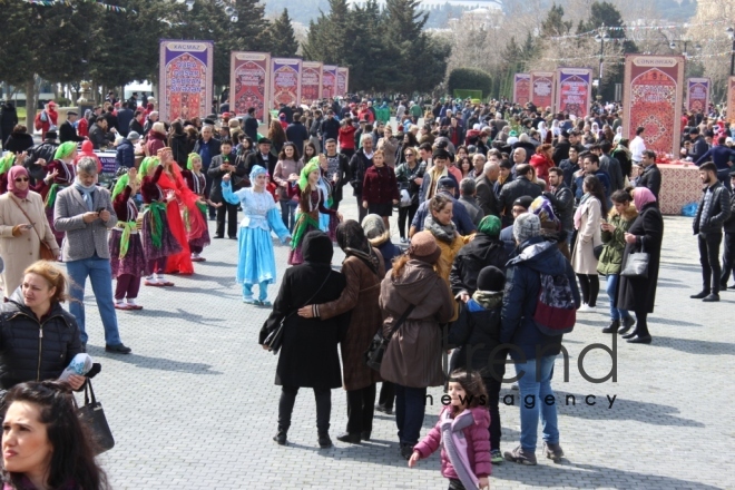 Baku residents, guests celebrating Novruz holiday. Azerbaijan, Baku, march 19, 2018