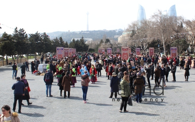 Baku residents, guests celebrating Novruz holiday. Azerbaijan, Baku, march 19, 2018