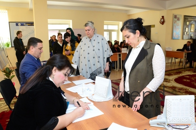 Voting in presidential election starts in Azerbaijan. Azerbaijan, Baku, april 11 , 2018