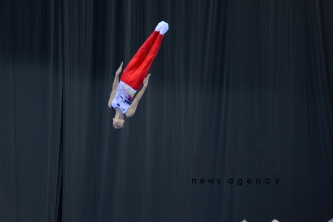 Baku hosts solemn opening ceremony of European Championships in Trampoline, Double Mini-Trampoline and Tumbling.Azerbaijan, Baku, april 12 , 2018