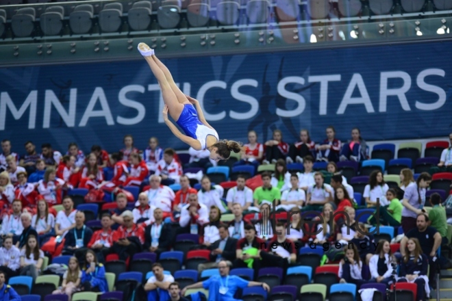 Baku hosts solemn opening ceremony of European Championships in Trampoline, Double Mini-Trampoline and Tumbling.Azerbaijan, Baku, april 12 , 2018