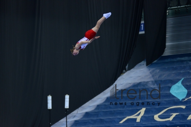 Baku hosts solemn opening ceremony of European Championships in Trampoline, Double Mini-Trampoline and Tumbling.Azerbaijan, Baku, april 12 , 2018