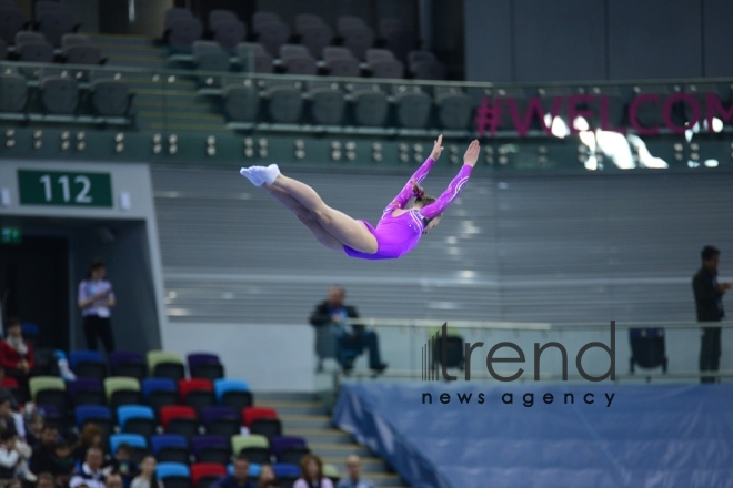 Baku hosts solemn opening ceremony of European Championships in Trampoline, Double Mini-Trampoline and Tumbling.Azerbaijan, Baku, april 12 , 2018