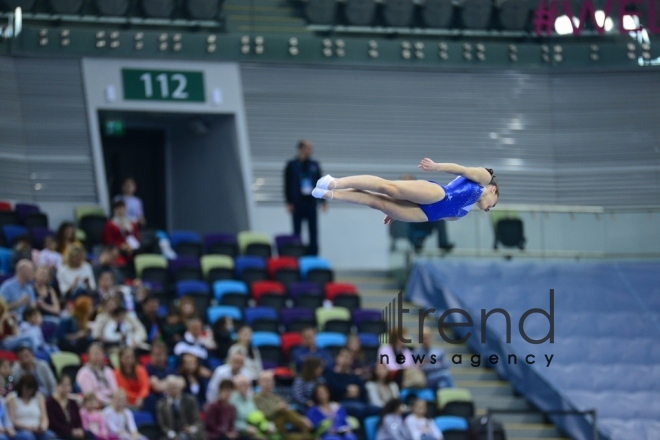 Baku hosts solemn opening ceremony of European Championships in Trampoline, Double Mini-Trampoline and Tumbling.Azerbaijan, Baku, april 12 , 2018