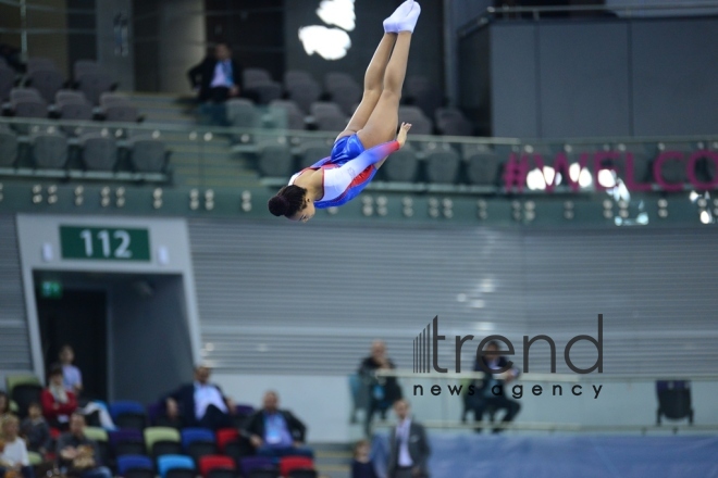 Baku hosts solemn opening ceremony of European Championships in Trampoline, Double Mini-Trampoline and Tumbling.Azerbaijan, Baku, april 12 , 2018