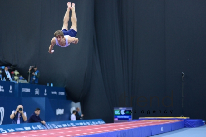 Baku hosts solemn opening ceremony of European Championships in Trampoline, Double Mini-Trampoline and Tumbling.Azerbaijan, Baku, april 12 , 2018