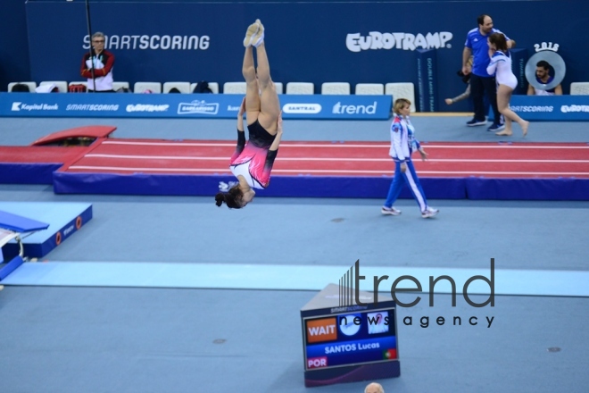 Best moments of 26th European Championships in Trampoline, Double Mini-Trampoline and Tumbling in Baku.Azerbaijan, Baku, april 13 2018 