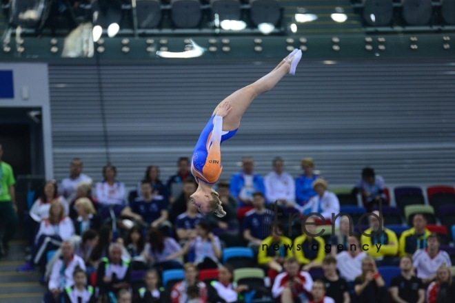 Best moments of 26th European Championships in Trampoline, Double Mini-Trampoline and Tumbling in Baku.Azerbaijan, Baku, april 13 2018 