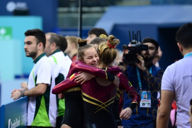 Best moments of 26th European Championships in Trampoline, Double Mini-Trampoline and Tumbling in Baku.Azerbaijan, Baku, april 13 2018 