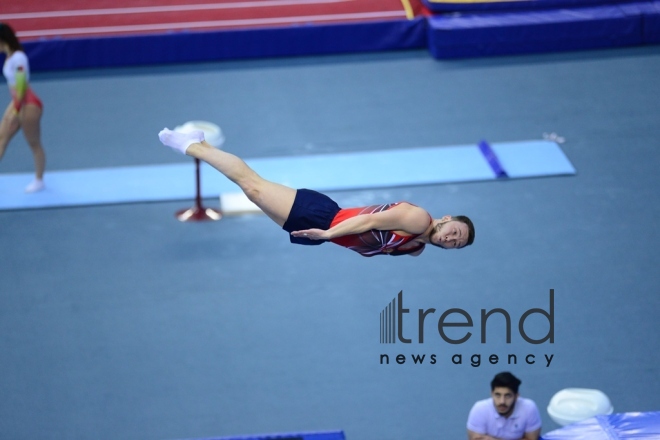 Best moments of 26th European Championships in Trampoline, Double Mini-Trampoline and Tumbling in Baku.Azerbaijan, Baku, april 13 2018 