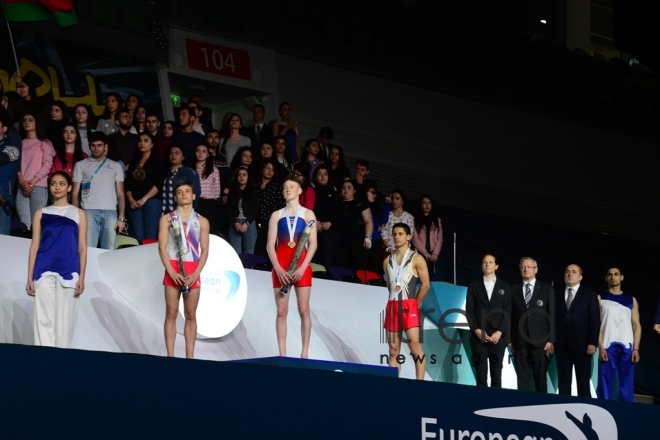 Baku hosts closing ceremony of 26th European Trampoline Championships. Azerbaijan, Baku, april 15  2018