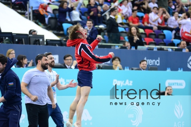 Baku hosts closing ceremony of 26th European Trampoline Championships. Azerbaijan, Baku, april 15  2018