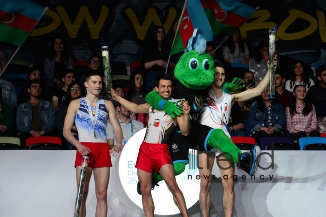 Baku hosts closing ceremony of 26th European Trampoline Championships. Azerbaijan, Baku, april 15  2018