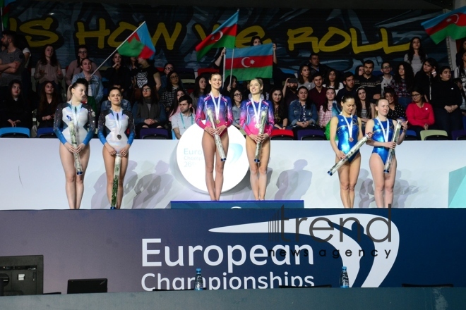 Baku hosts closing ceremony of 26th European Trampoline Championships. Azerbaijan, Baku, april 15  2018