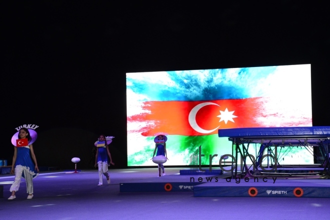 Baku hosts closing ceremony of 26th European Trampoline Championships. Azerbaijan, Baku, april 15  2018