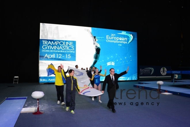 Baku hosts closing ceremony of 26th European Trampoline Championships. Azerbaijan, Baku, april 15  2018