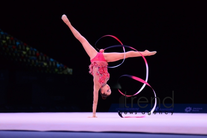 Bakıda keçirilən “AGF Junior Trophy” turnirində gimnastların çıxışlarından ən gözəl məqamlar . Azərbaycan, Bakı, 24 aprel.  2018
