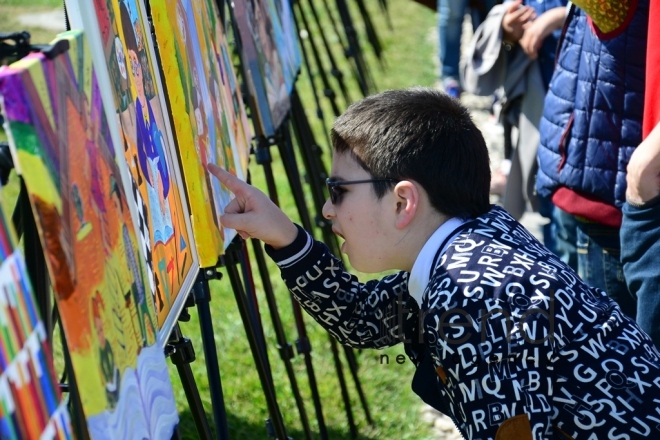 Reading day held at Heydar Aliyev Center’s park. Azerbaijan, Baku, april 26 , 2018
