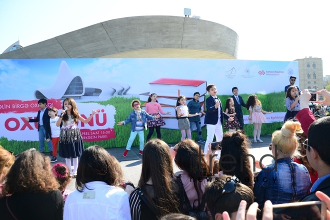 Reading day held at Heydar Aliyev Center’s park. Azerbaijan, Baku, april 26 , 2018
