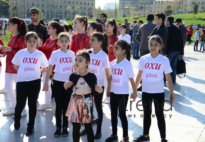 Reading day held at Heydar Aliyev Center’s park. Azerbaijan, Baku, april 26 , 2018
