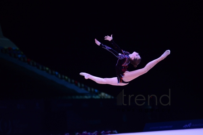 Baku hosts solemn opening ceremony of FIG World Cup in Rhythmic Gymnastics. Azerbaijan, Baku, april 27 2018