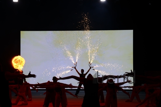 Baku hosts solemn opening ceremony of FIG World Cup in Rhythmic Gymnastics. Azerbaijan, Baku, april 27 2018