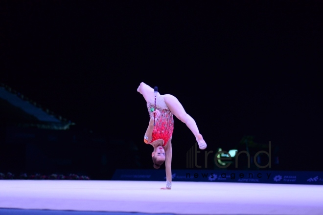 Bakıda bədii gimnastika üzrə Dünya Kubokunun ikinci yarış günündə ən gözəl məqamlar. Azərbaycan, Bakı, 28 aprel  2018