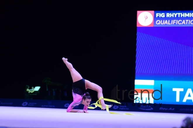 The best moments of Day 2 of Rhythmic Gymnastics World Cup in Baku. Azerbaijan, Baku april 28 2018