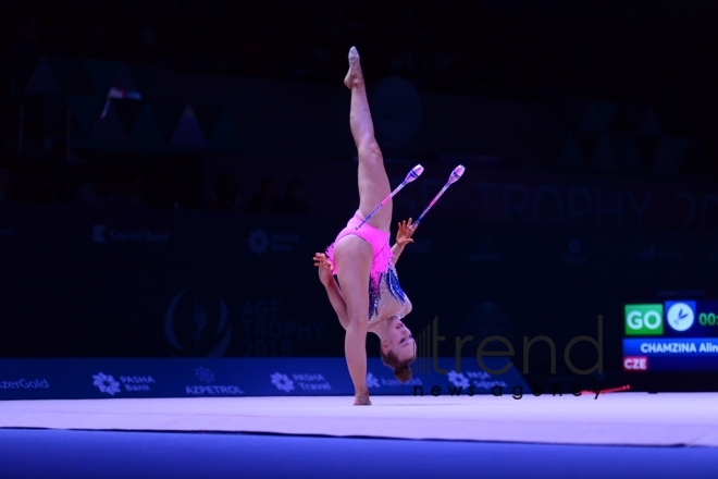 Bakıda bədii gimnastika üzrə Dünya Kubokunun ikinci yarış günündə ən gözəl məqamlar. Azərbaycan, Bakı, 28 aprel  2018