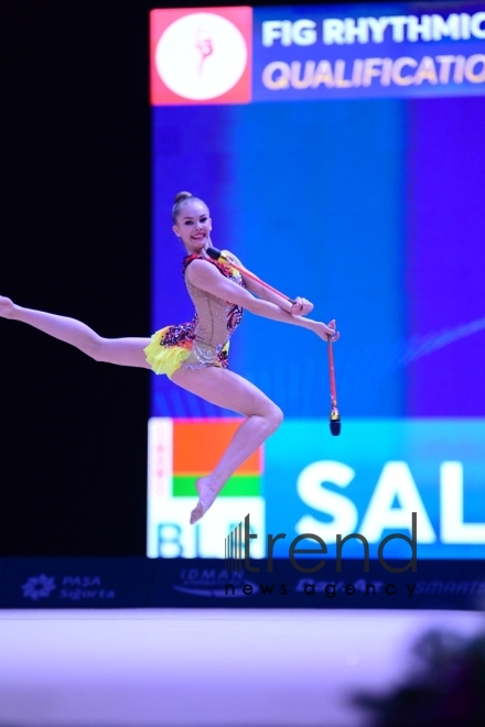 Bakıda bədii gimnastika üzrə Dünya Kubokunun ikinci yarış günündə ən gözəl məqamlar. Azərbaycan, Bakı, 28 aprel  2018