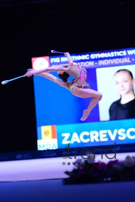 Bakıda bədii gimnastika üzrə Dünya Kubokunun ikinci yarış günündə ən gözəl məqamlar. Azərbaycan, Bakı, 28 aprel  2018