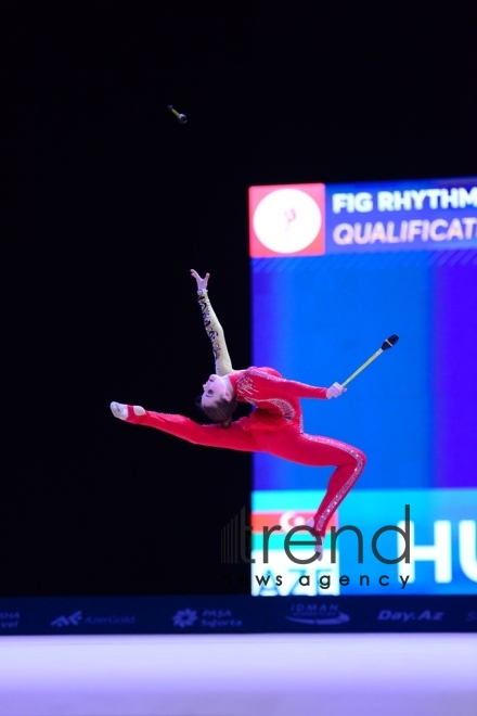 The best moments of Day 2 of Rhythmic Gymnastics World Cup in Baku. Azerbaijan, Baku april 28 2018