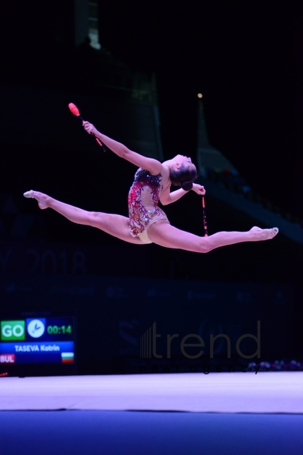 The best moments of Day 2 of Rhythmic Gymnastics World Cup in Baku. Azerbaijan, Baku april 28 2018