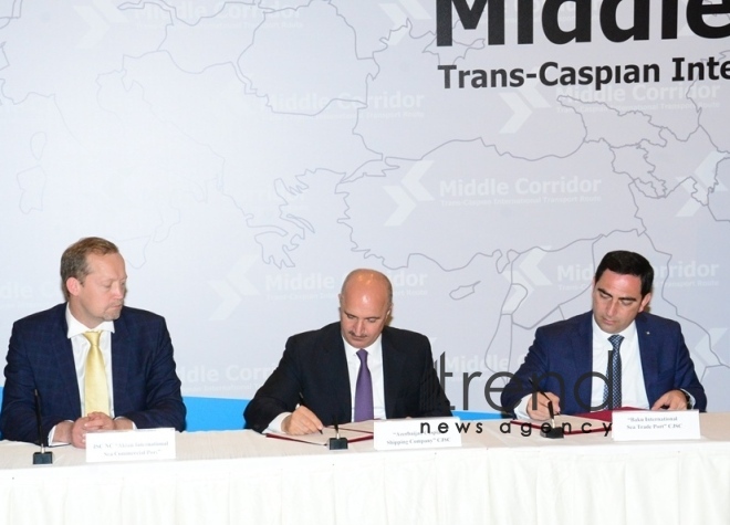 Participants of Trans Caspian International Route approve new tariffs in Baku . Azerbaijan, Baku, may 8. 2018
